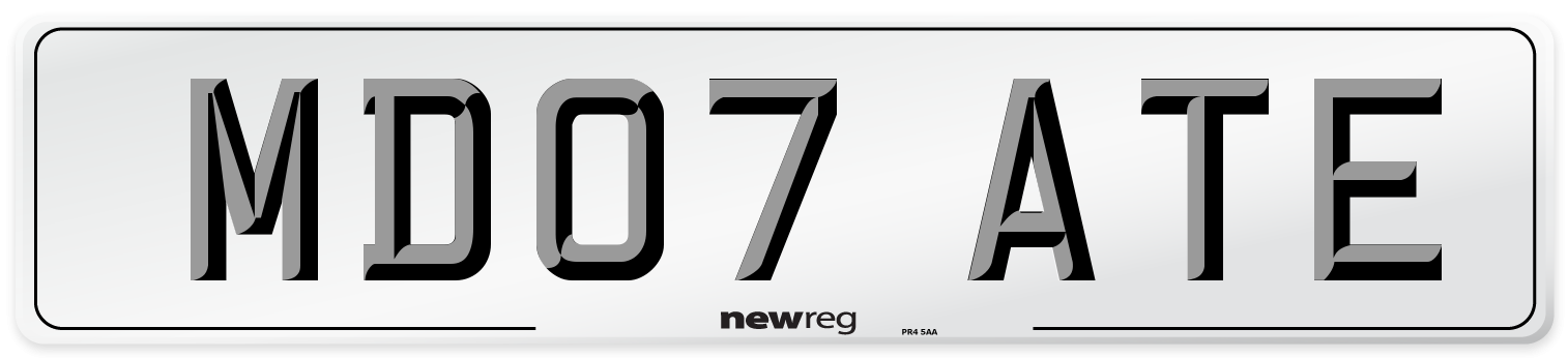 MD07 ATE Number Plate from New Reg